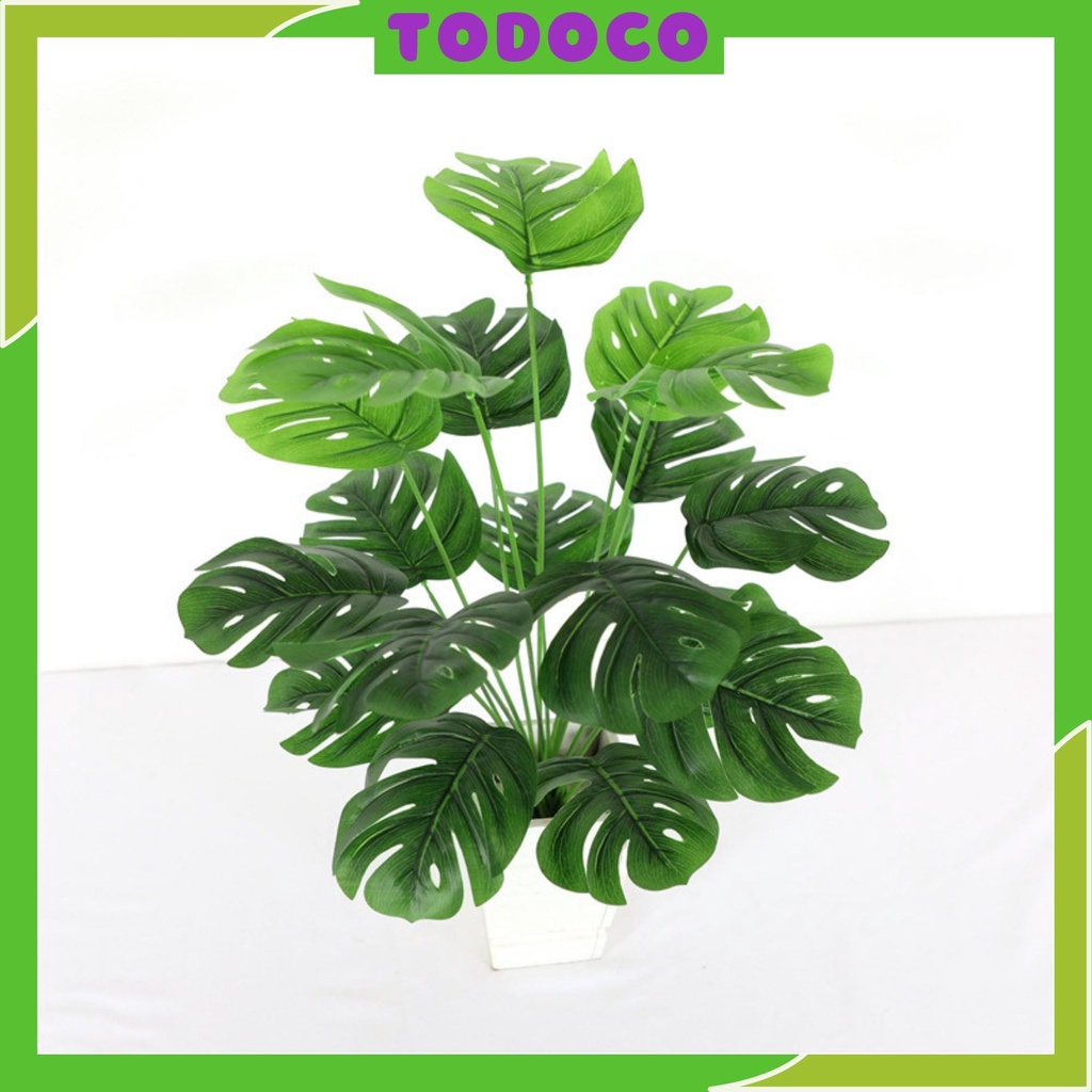 Cây lá rùa lớn 18 lá Cây giả TODOCO trang trí nhà cửa để bàn đám cưới, bông nhựa cắm bình decor phòng