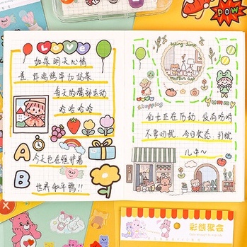 Bộ 6 Tờ Sticker Cắt Dán Hoạt Hình Thú Cưng Dễ Thương