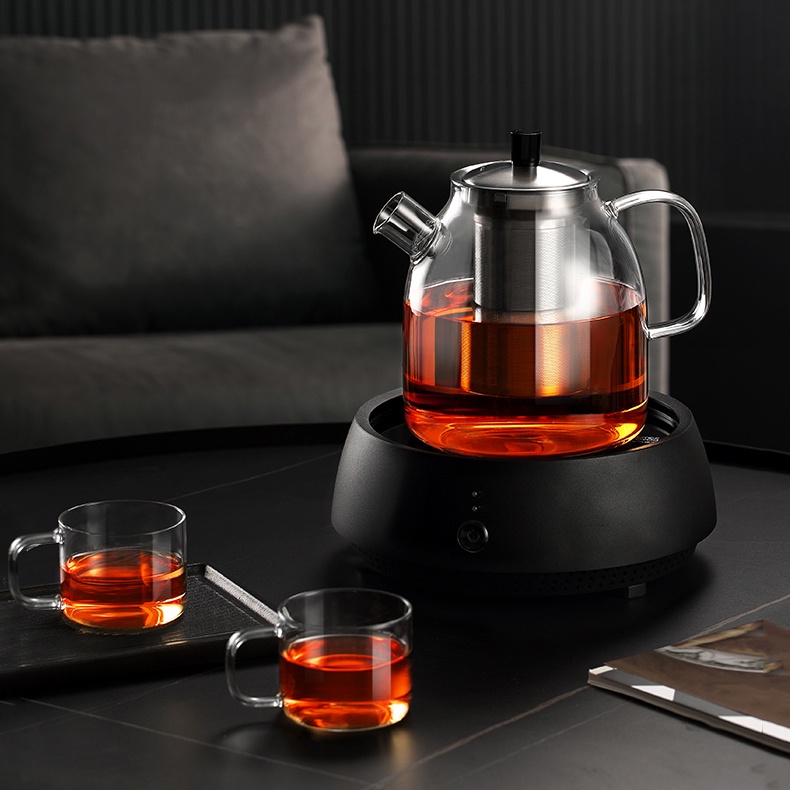 Bộ bình trà thủy tinh lõi lọc inox S090 1300mL + 2 tách 150ml - Bộ ấm trà thủy tinh chịu nhiệt có lọc trà Samahome Shop