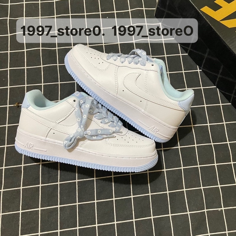 giày AF1 Blue white trắng xanh hoa cúc cao cấp