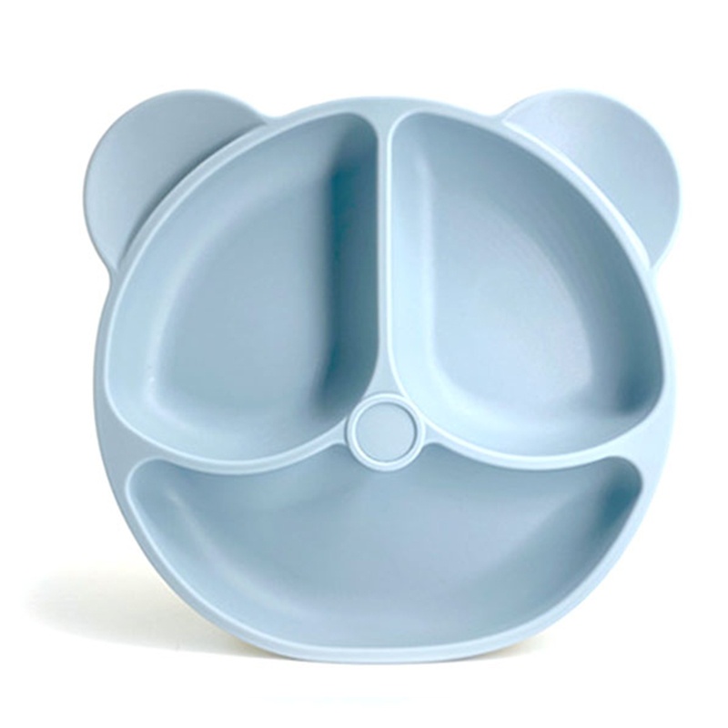 Khay Silicone Đựng Thức Ăn Có Giác Hút Hình Gấu Cười Dành Cho Bé Tập Ăn