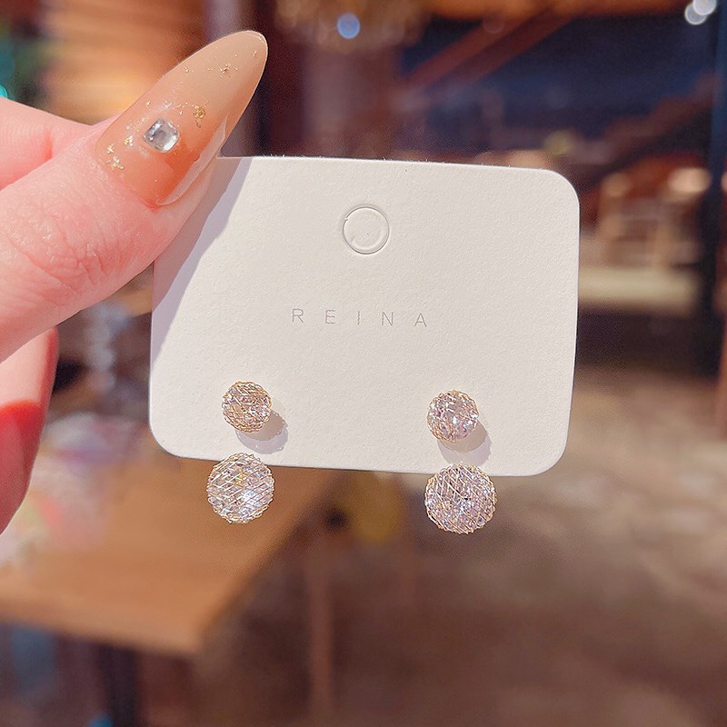 Bông Tai Hoa Tai Bạc 925 Không Gỉ Đính Đá Lấp Lánh Sang Trọng Dobi B6