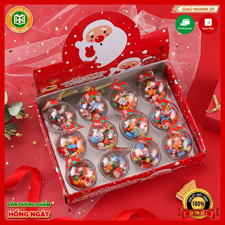 Quả Cầu Tẩy bút chì noel phù hợp làm đồ dùng quà tặng khen thưởng học sinh trong học tập mùa giáng sinh