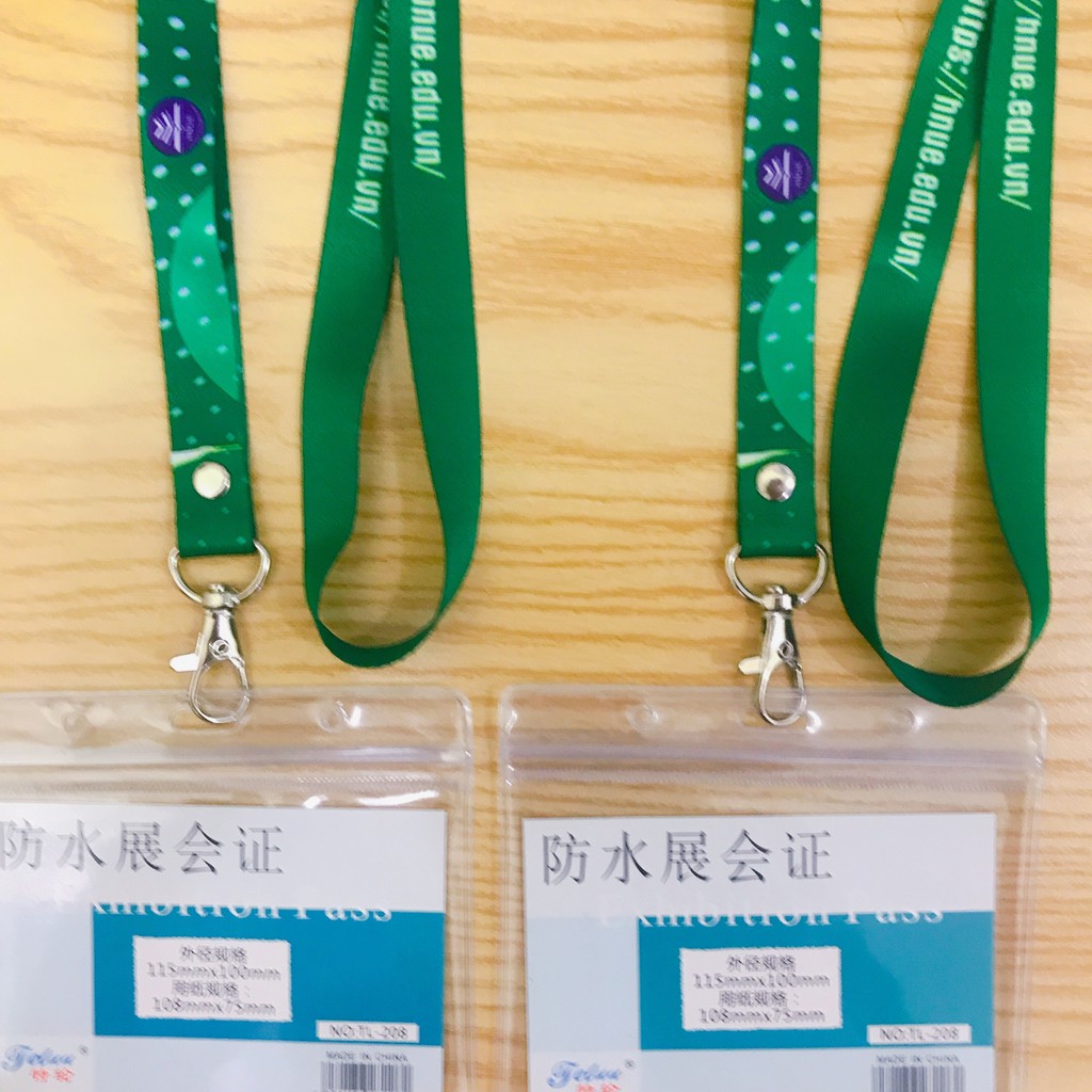 3 BỘ DÂY ĐEO THẺ TRƯỜNG ĐẠI HỌC SƯ PHẠM HÀ NỘI Bộ dây thẻ, bảng tên, bao đựng thẻ, dây đeo 1.5cm x 90cm