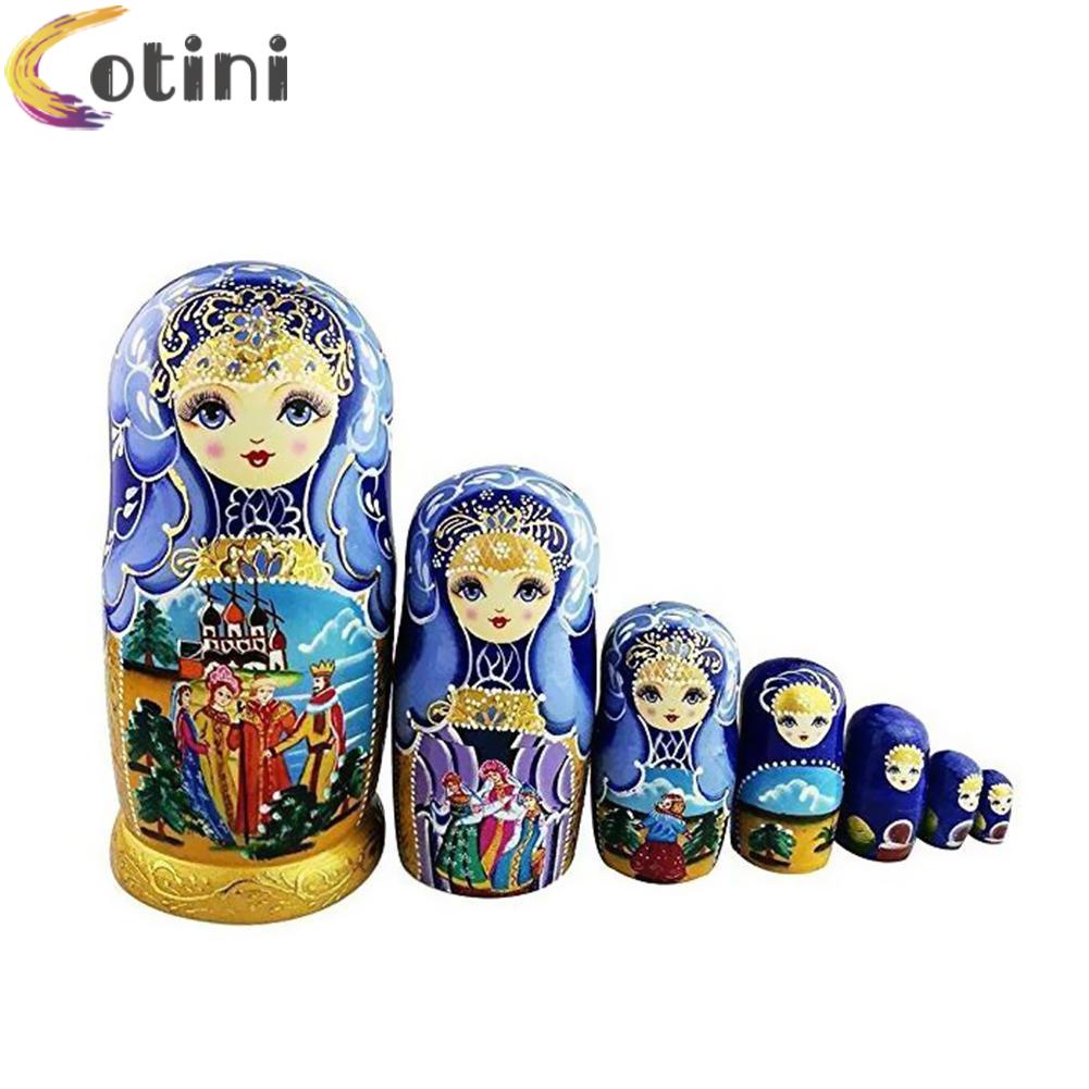 Bộ 7 búp bê Nga Matryoshka bằng gỗ vẽ tay