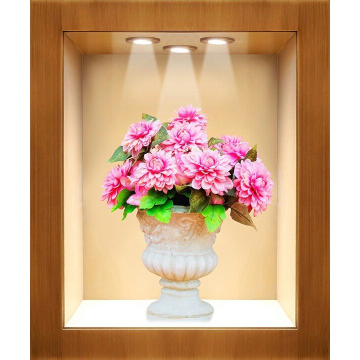 Bộ 3 tranh dán tường VTC Bình hoa Binh_3D_013 Kim sa