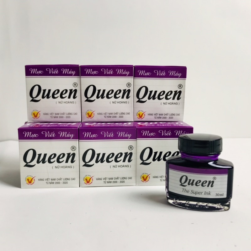Mực viết bút máy Queen (màu tím- xanh - đen)