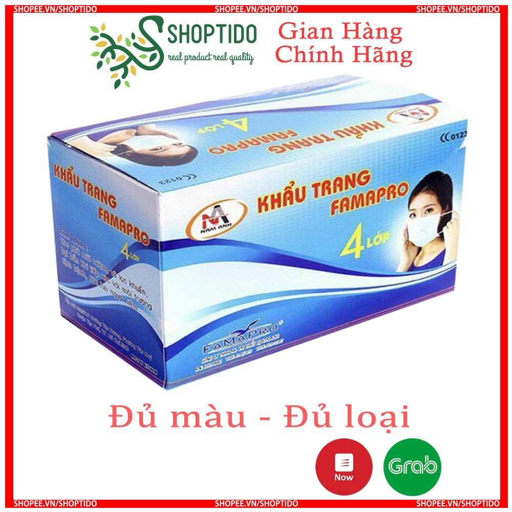 Hộp 50 cái khẩu trang y tế 4 lớp, kháng khuẩn, Hoàng Anh