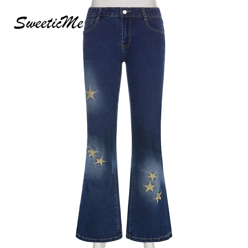 Quần Jeans Nữ Thêu Ngôi Sao Thời Trang Quyến Rũ 2022
