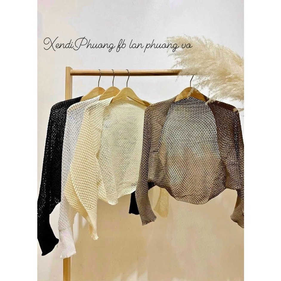 Áo cadigan lưới tay rơi dáng ngắn mới