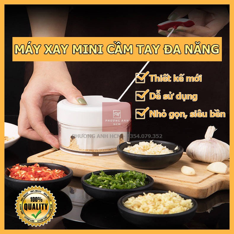 Máy Xay Thực Phẩm (Tỏi, Ớt, Gừng, Thịt, Cá,...) Cầm Tay Đa Năng - Dụng Cụ Xay Nghiền Tỏi Ớt Mini Food Chopper