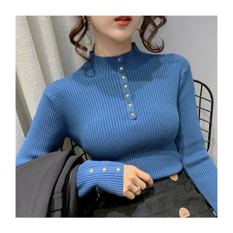 Áo Sweater Tay Dài Cổ Lọ Dáng Ôm Thời Trang Thu Đông Phong Cách Hàn Quốc Cho Nữ