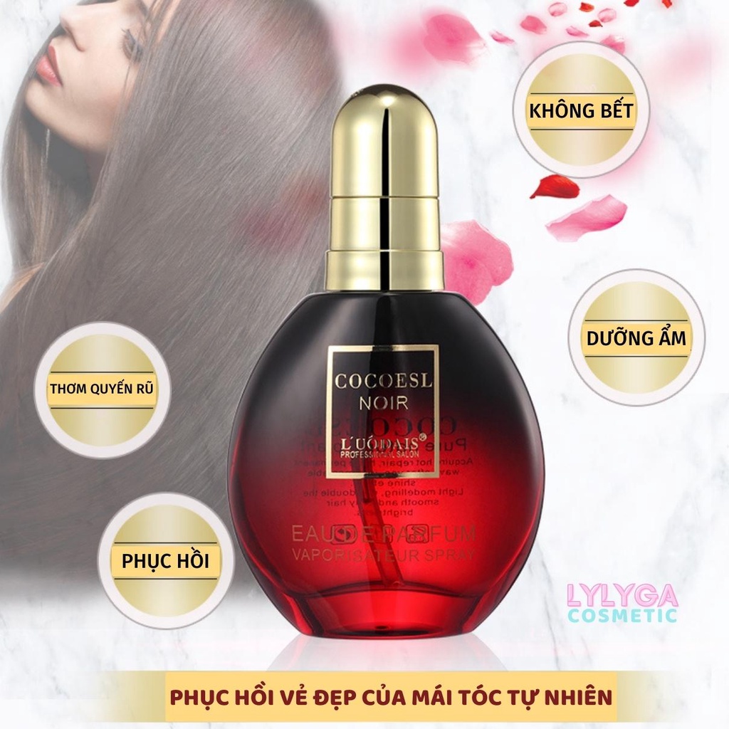 Tinh dầu dưỡng tóc L'UÔDAIS đỏ 80ml Cocoesl Noir Serum Phục hồi Tóc uốn nhuộm hư tổn khô xơ giữ nếp mượt tóc TD02