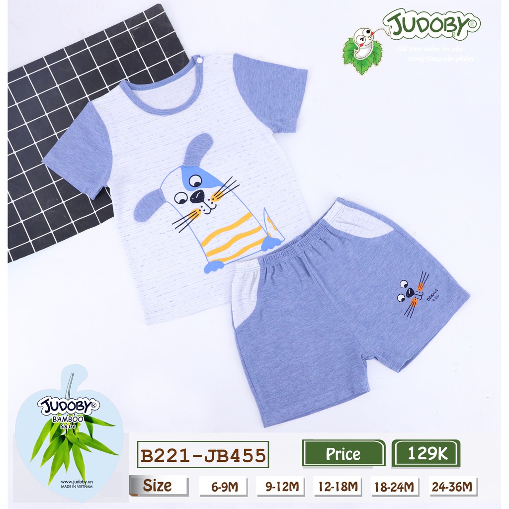 JUDOBY - Bộ cài vai cộc tay chất Bamboo sợi tre 9-36M JB455