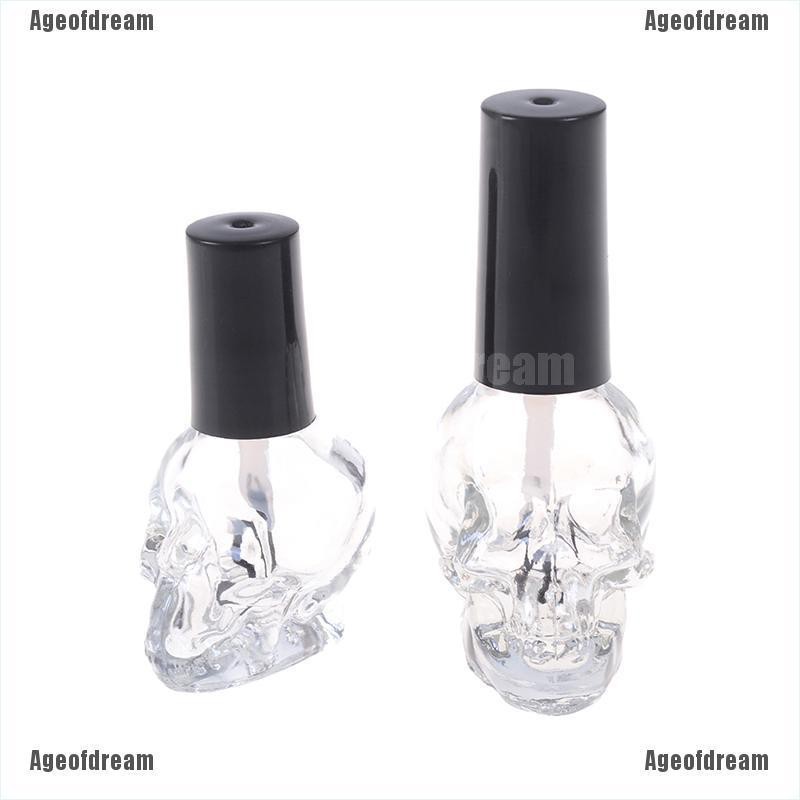 Lọ Thủy Tinh Rỗng Trong Suốt Hình Đầu Lâu 10 / 15ml Đựng Nước Sơn Móng Tay