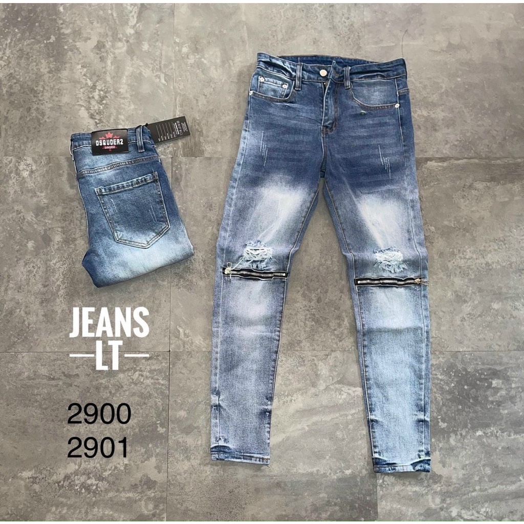 Quần jean nam co giãn 4 chiều, quần bò PHỐI KHOÁ KÉO dáng ôm chất vải cao cấp CAROLLSTORE MS2900