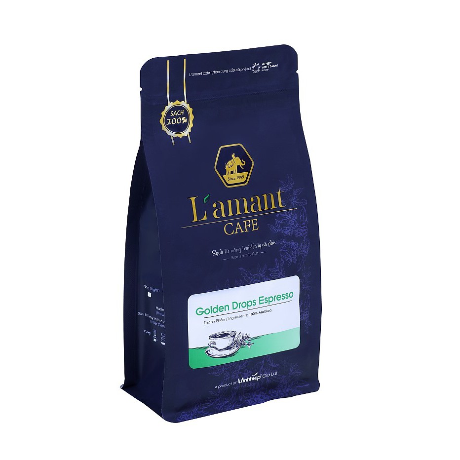 Cà phê rang nguyên hạt Golden Drop 250gr - L'amant Café Golden Drop Espresso