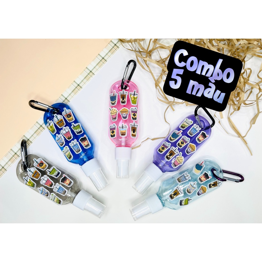 Combo 5 bình xịt bầu dục 50ml tặng kèm sticker và móc treo tiện dụng