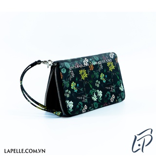 Ví dài cầm tay nữ da bò thật, ví zip một khóa kéo da trơn La Pelle VDT688