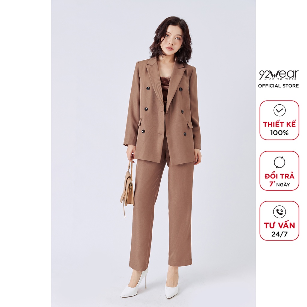 Áo vest blazer nữ 92WEAR dài tay hai hàng khuy trẻ trung hiện đại VBW1137 | BigBuy360 - bigbuy360.vn