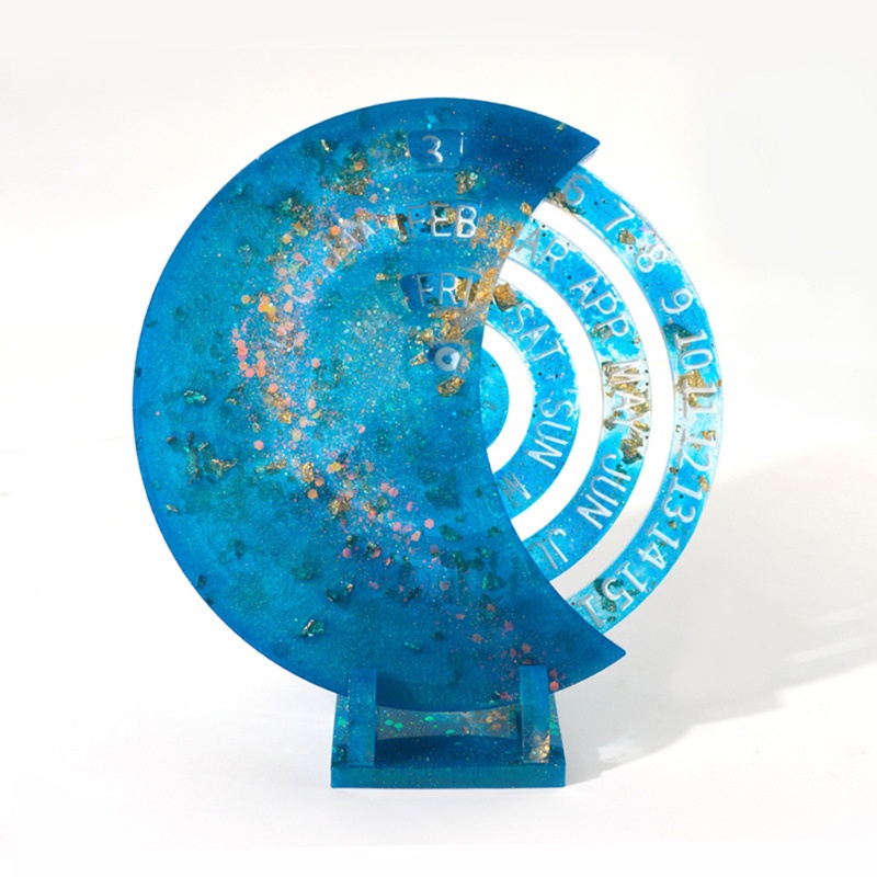 1 Bộ Khuôn Silicone Hình Mặt Trăng / Trái Tim Làm Lịch Treo Trang Trí Thủ Công