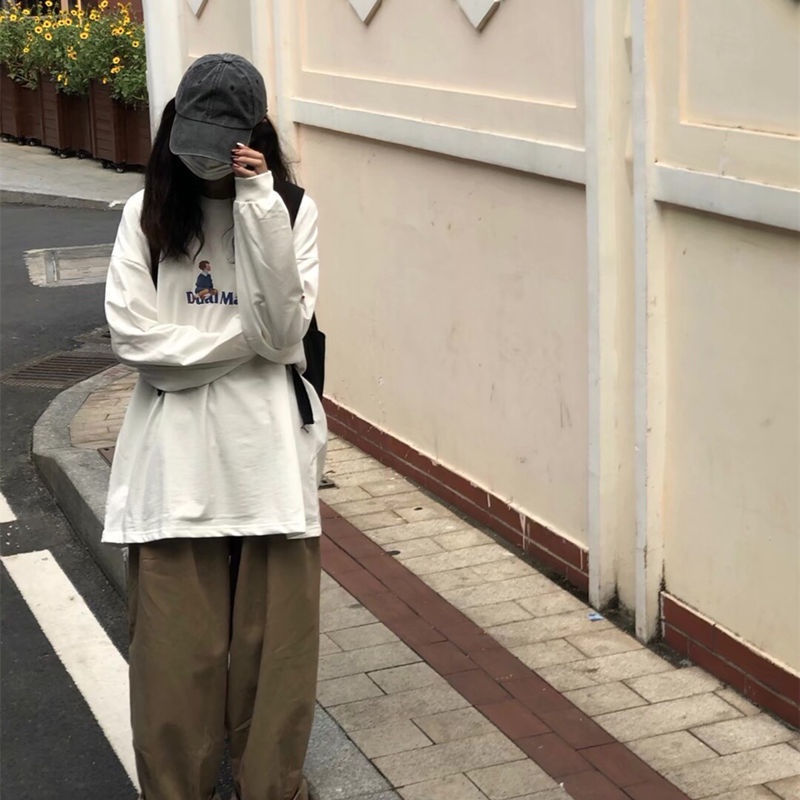 Áo Sweater Tay Dài Dáng Rộng Phong Cách Thời Trang Hàn Quốc Dành Cho Nữ