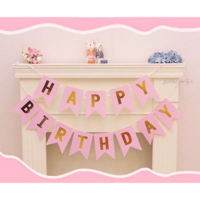 Dây Chữ Happy Birthday Ép Kim Trang Trí Các Combo Bong Bóng Sinh Nhật, Bàn Tiệc, Dây Banner Happy Birthday
