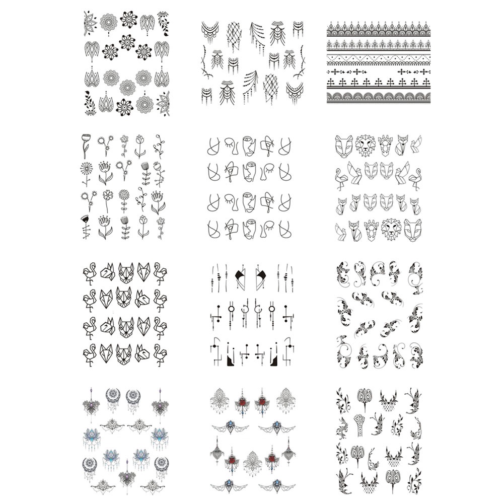 [Hàng mới về] Miếng dán móng tay họa tiết hoa và lông vũ