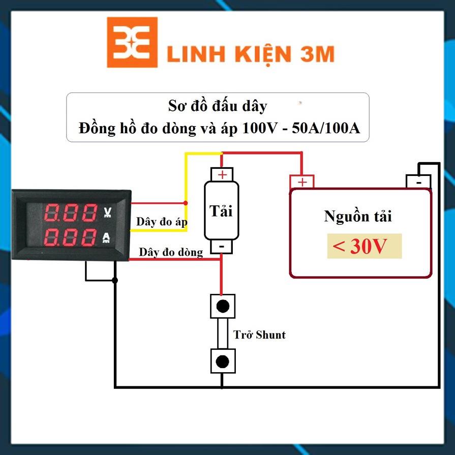 Mua Ngay Đồng Hồ Đo Dòng Đo Áp 0-100VDC/100A Có Trở Shunt Đi Kèm