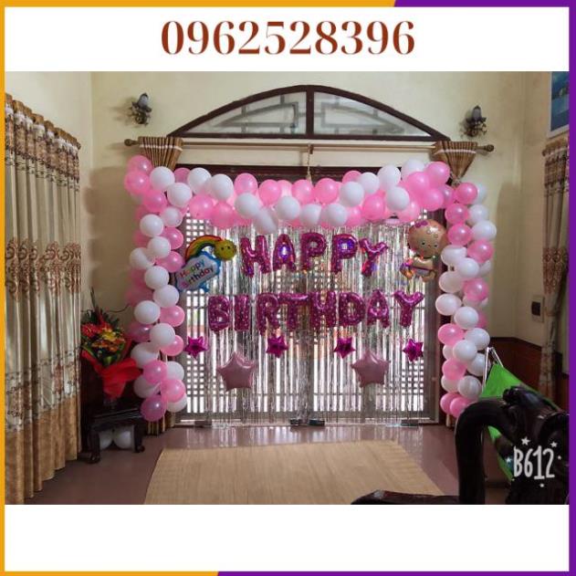 [KHUYẾN MẠI] Set bóng trang trí sinh nhật kèm rèm cho bé trai/gái{TẶNG BƠM + KEO}