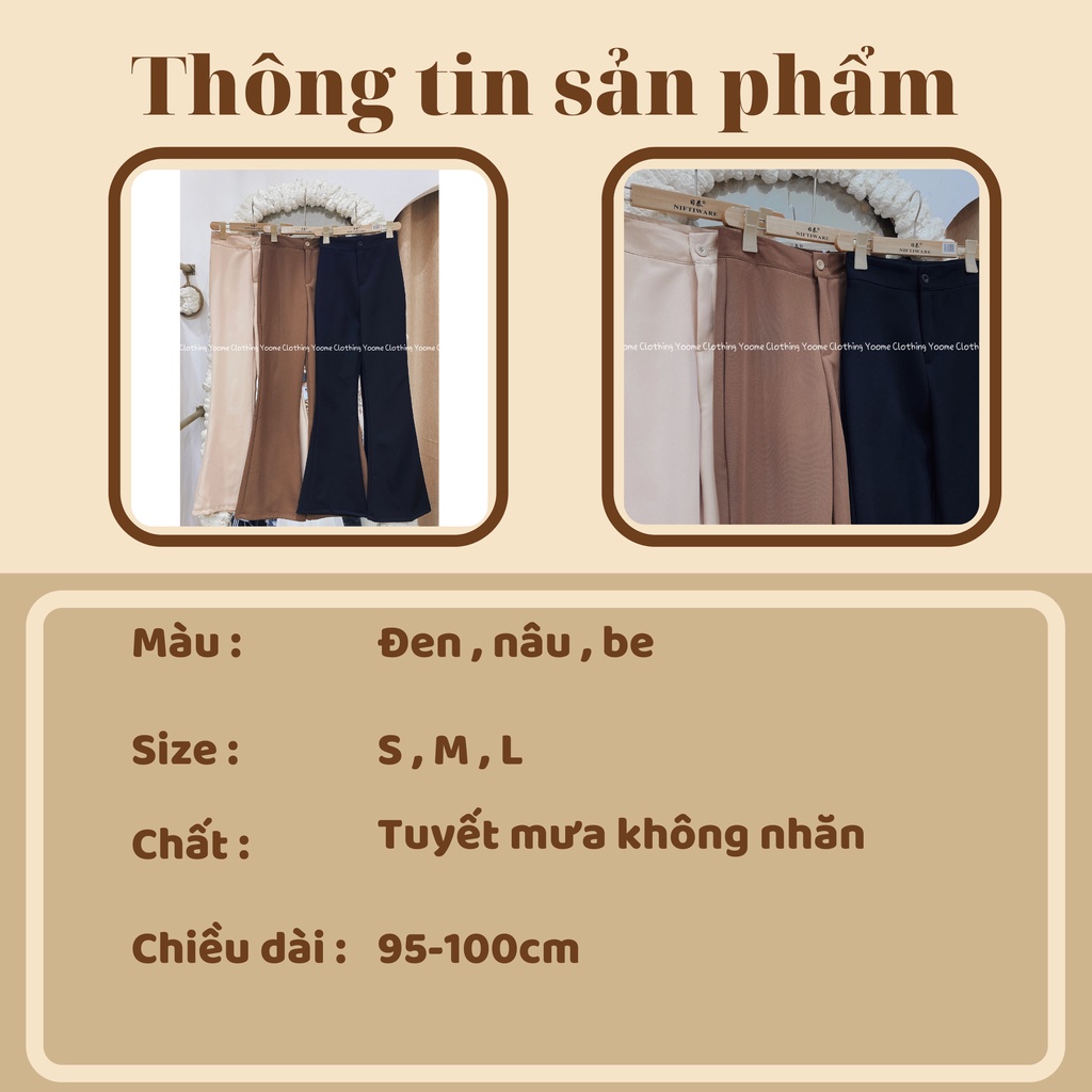 Quần loe vải cạp cao chuẩn form 1 khuy chất tuyết mưa size S-L cho nữ YoomeClothing