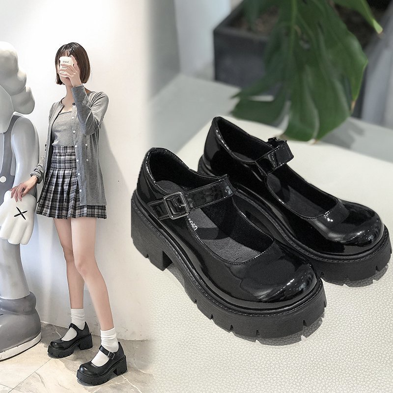 Giày Cao Gót Màu Đen Phong Cách Lolita Nhật Bản Cho Nữ Size 34-43