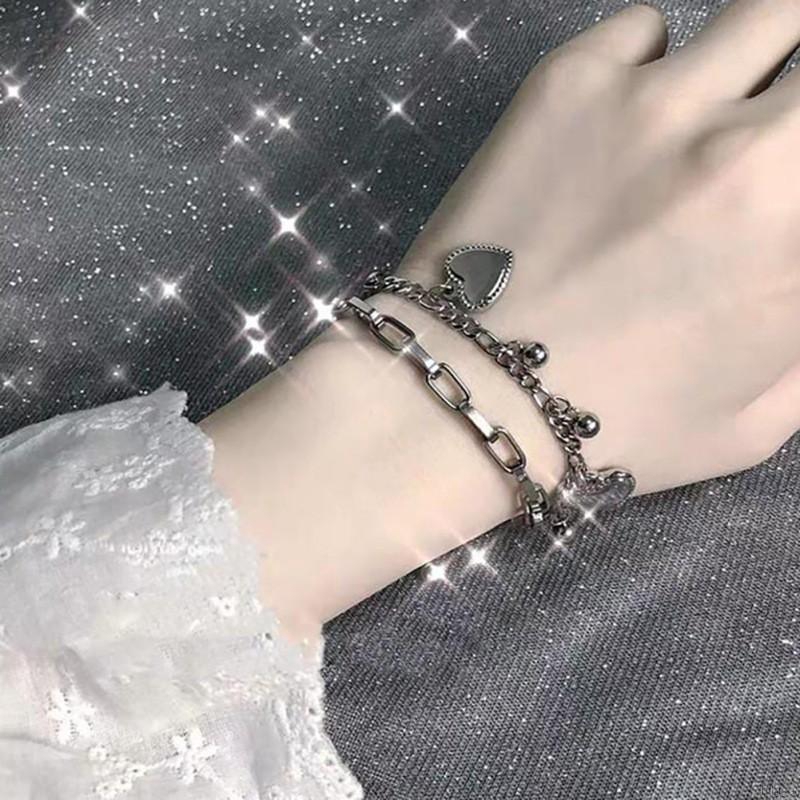 Vòng đeo tay hai lớp mặt hình trái tim phong cách Hàn Quốc thiết kế đơn giản thời trang | BigBuy360 - bigbuy360.vn