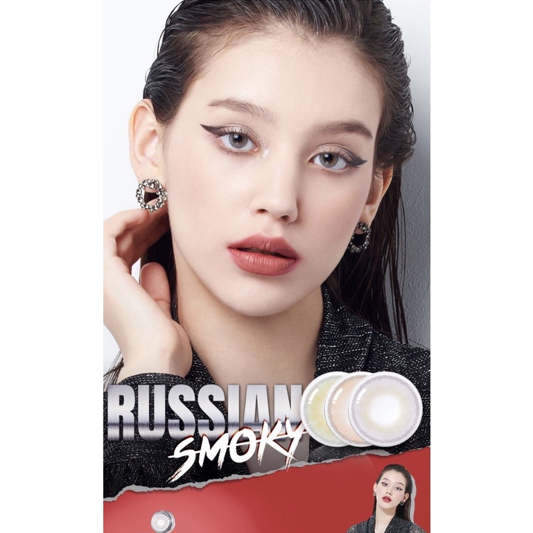 Lens 1 ngày Olens RUSSIAN SMOKY BROWN/GRAY áp tròng 14,2mm, nâu/xám tây long lanh Hàn Quốc, siêu êm đeo 24h