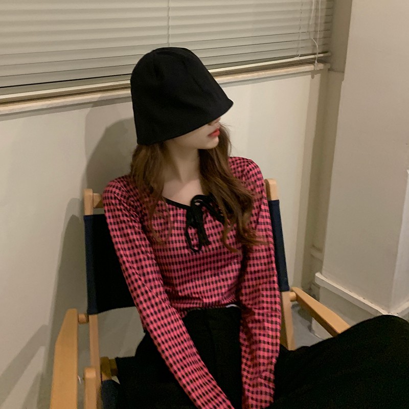 Nón xô Bucket trơn che mặt Retro Ulzzang Hàn Quốc Mũ nón Bucket Chống nắng Chất Cotton mềm Nhật Bản