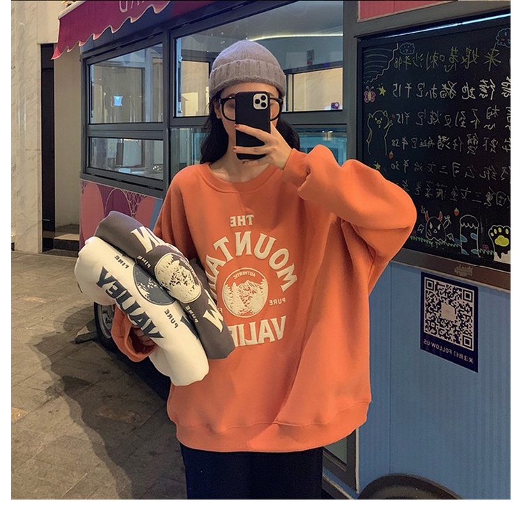Áo sweater nữ tay dài in chữ phong cách Hàn Quốc