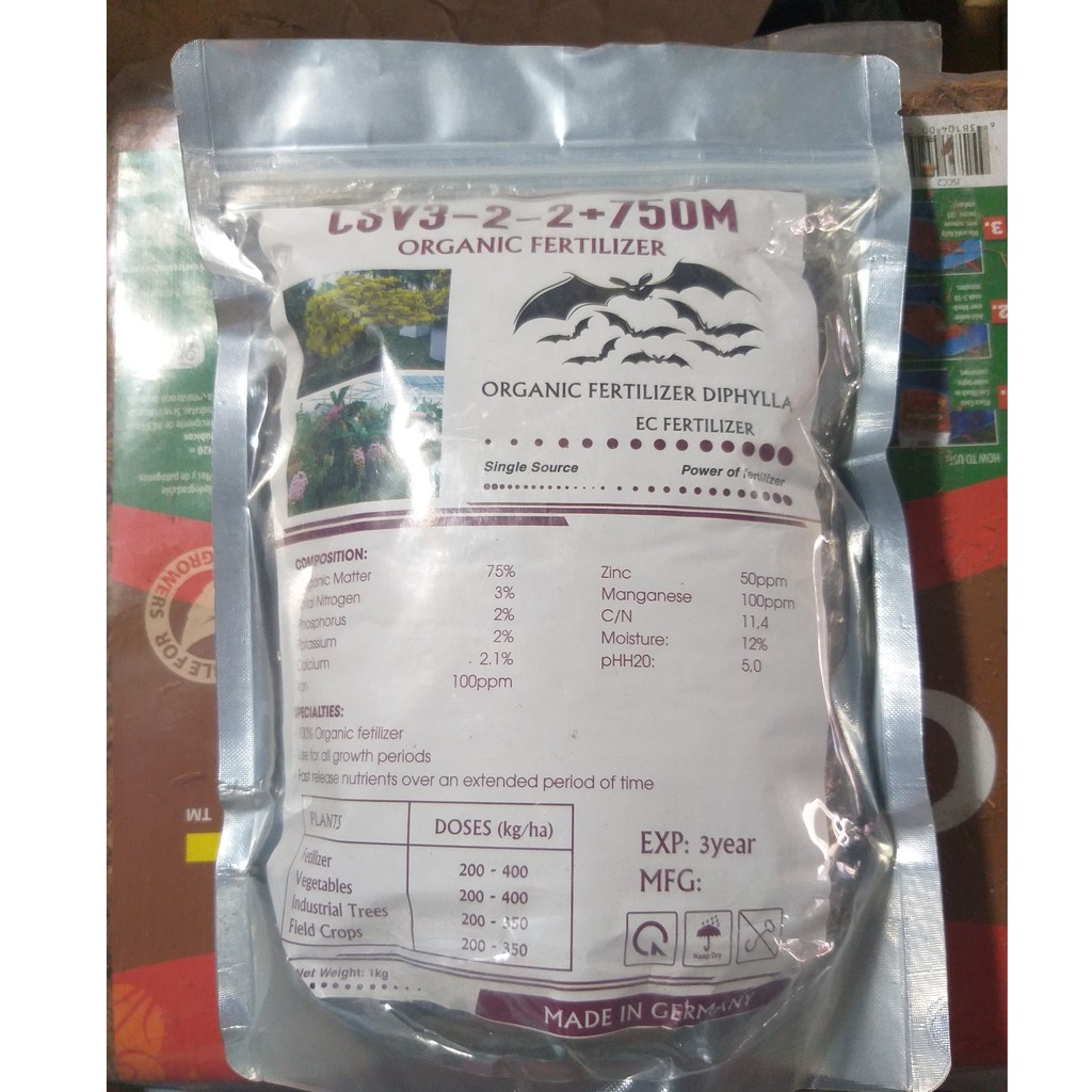 Phân Dơi Nhập Khẩu Đức (1kg), Phân Hữu Cơ Dơi Nguyên Chất