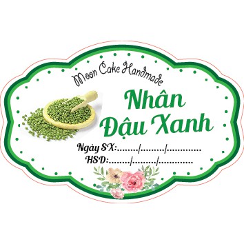 Set 2 tờ/ 144 Tem Dán Nhân Bánh Trung Thu - Vị Đậu Xanh Trứng Muối