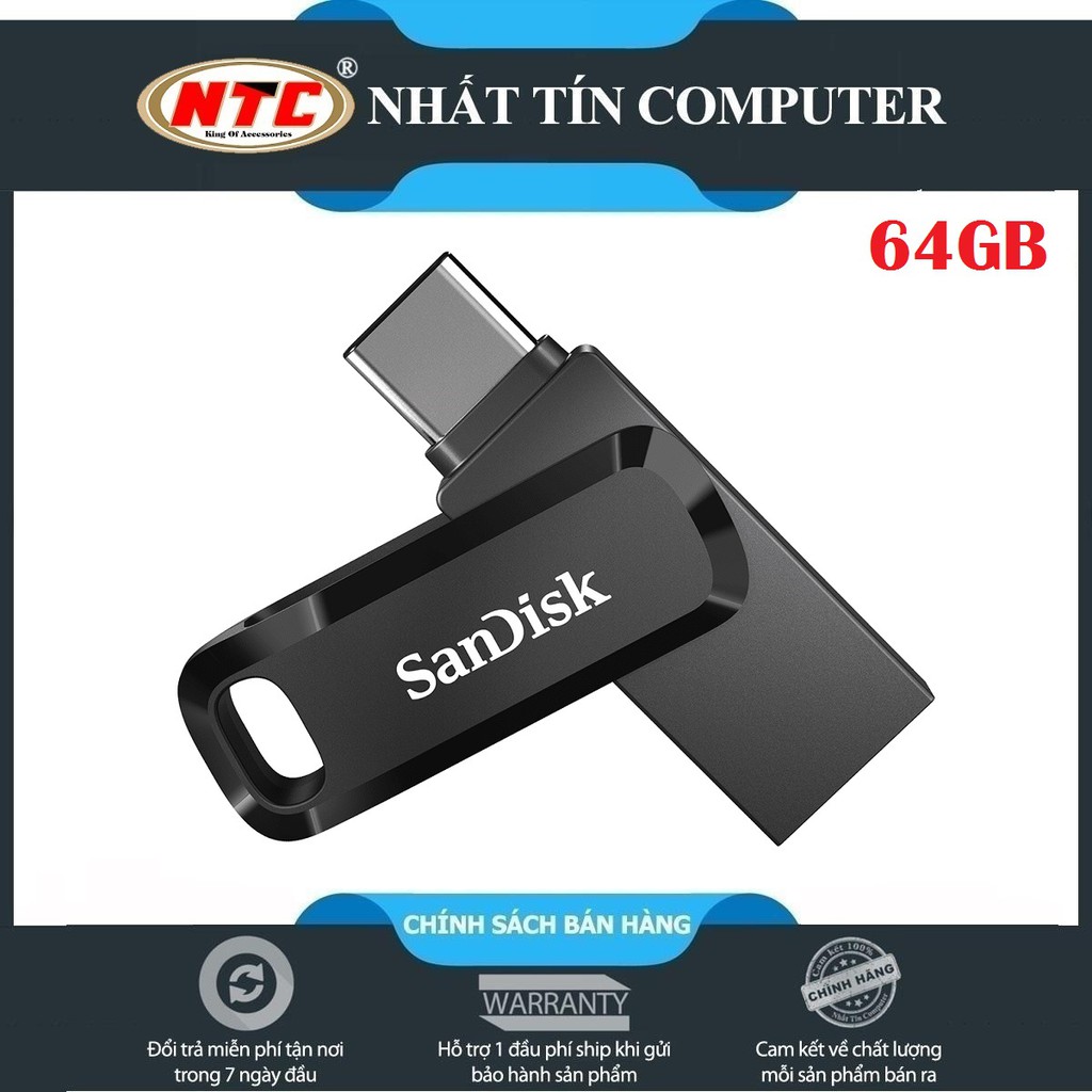 USB OTG Sandisk Ultra Dual Drive Go USB Type-C 3.1 64GB 150MB/s (Đen)