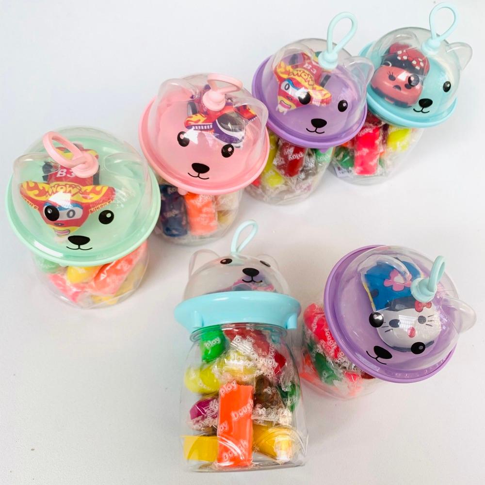 Đất nặn hình gấu cute hộp 12 viên đắt đủ mầu + tặng một xe đồ chơi mini