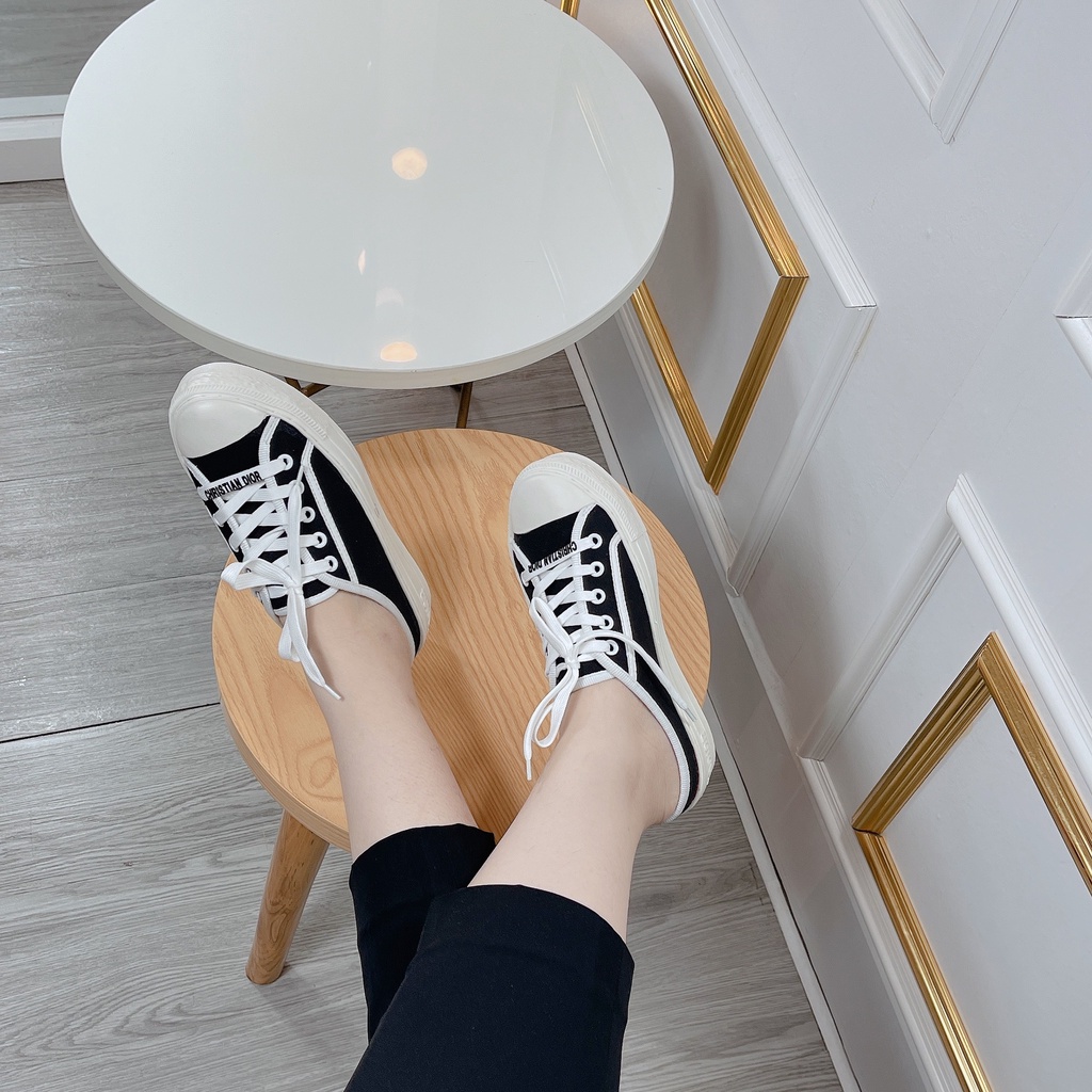Giày sục da dior đen nữ độn đế giày sục nữ mẫu mới
