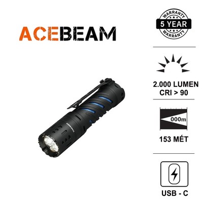 Đèn pin ACEBEAM E70 Mini sáng 2000 lumen chiếu xa 153 mét LED Nichia CRI 90 pin 18650