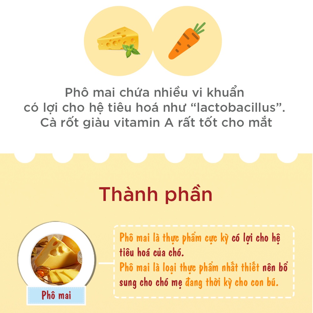 Bánh snack cho chó viên phô mai cà rốt BowWow Carrot Cheese Ball 100g