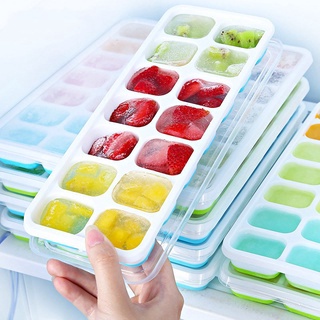 Khay Đá Có Nắp Đậy Silicon 14 Viên, Khay Làm Đá, Thạch, Kem Bảo Quản Chống Mùi Tuyệt Đối Trong Tủ