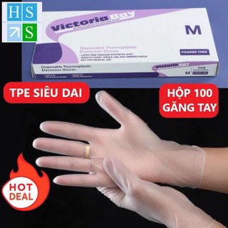 Hộp 100 gang tay chất liệu tpe-Găng tay y tế, làm bếp không bột TPE siêu dai 100 cái