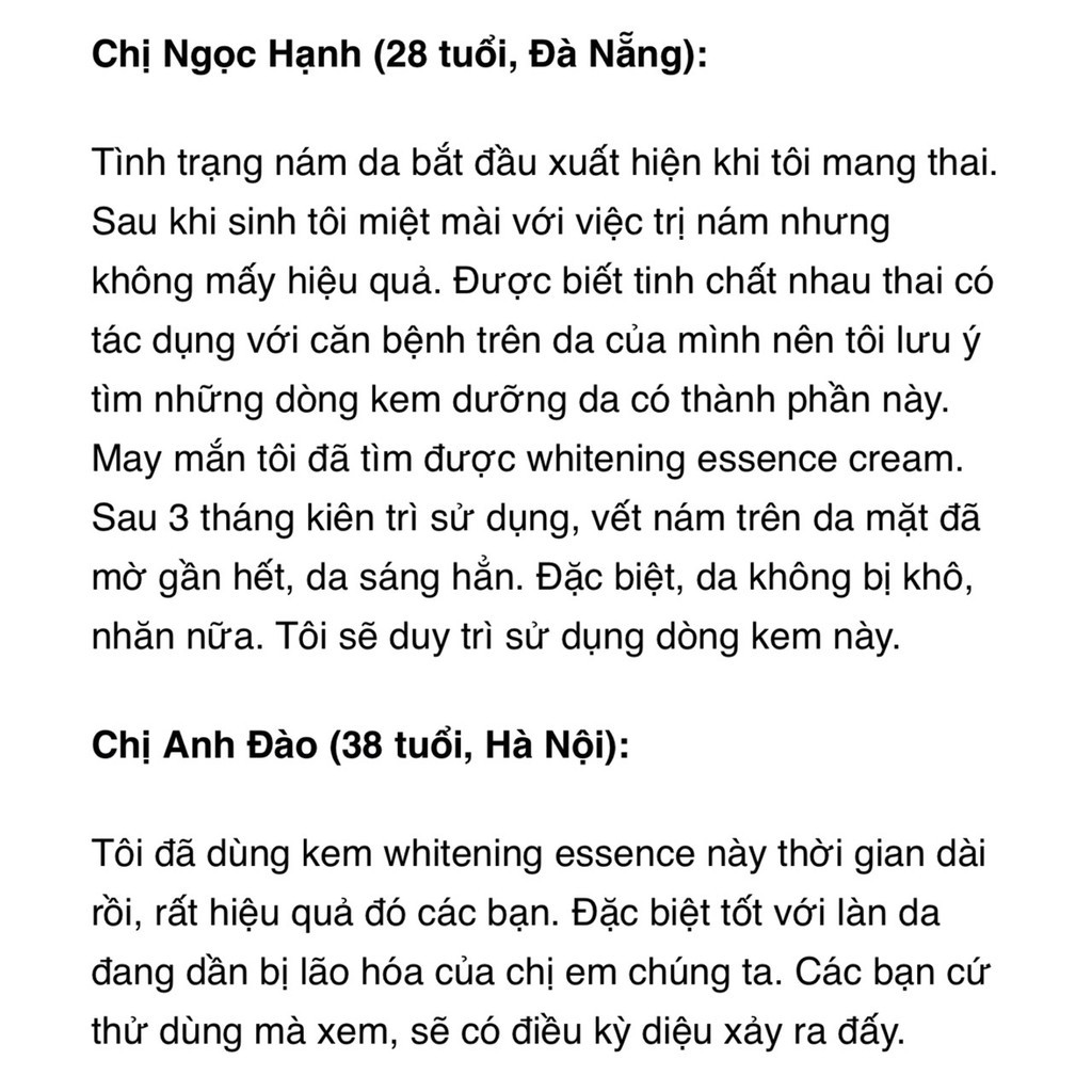 Kem Dưỡng Trắng Da Meishoku Placenta Whitening Essence Cream Nhật Bản 55g dưỡng ẩm, chống lão hóa .