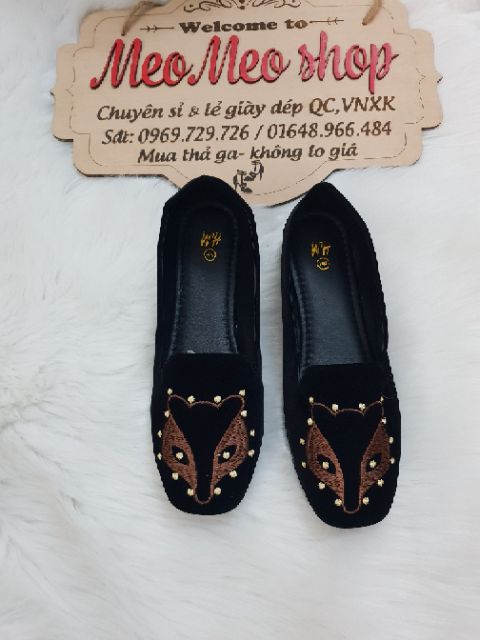 Giày bệt thêu họa tiết cáo siêu xinh | BigBuy360 - bigbuy360.vn