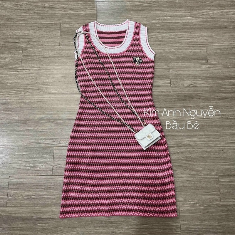 Váy len b màu hồng 2 kiểu, Đầm len dáng ôm họa tiết VL9191 - NhiNhi Shop