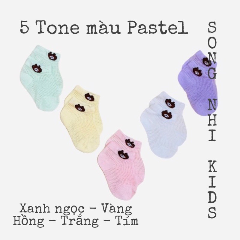 SET 5 TẤT LƯỚI SƠ SINH HÌNH GẤU CHO BÉ 3 - 18 THÁNG