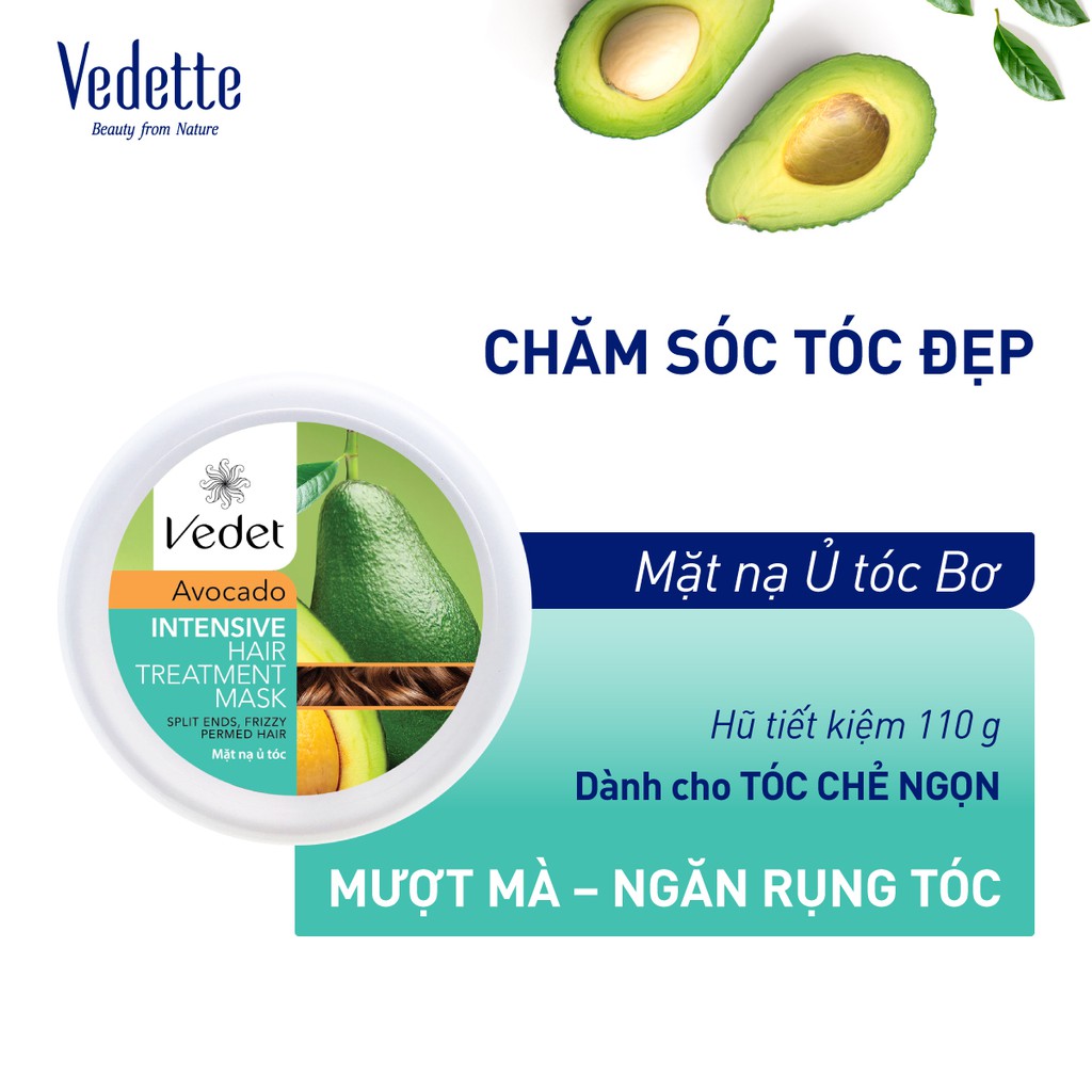 Mặt Nạ Ủ Tóc Bơ 110g VEDETTE - PHỤC HỒI DÀNH CHO TÓC CHẺ NGỌN DO UỐN &amp; DUỖI